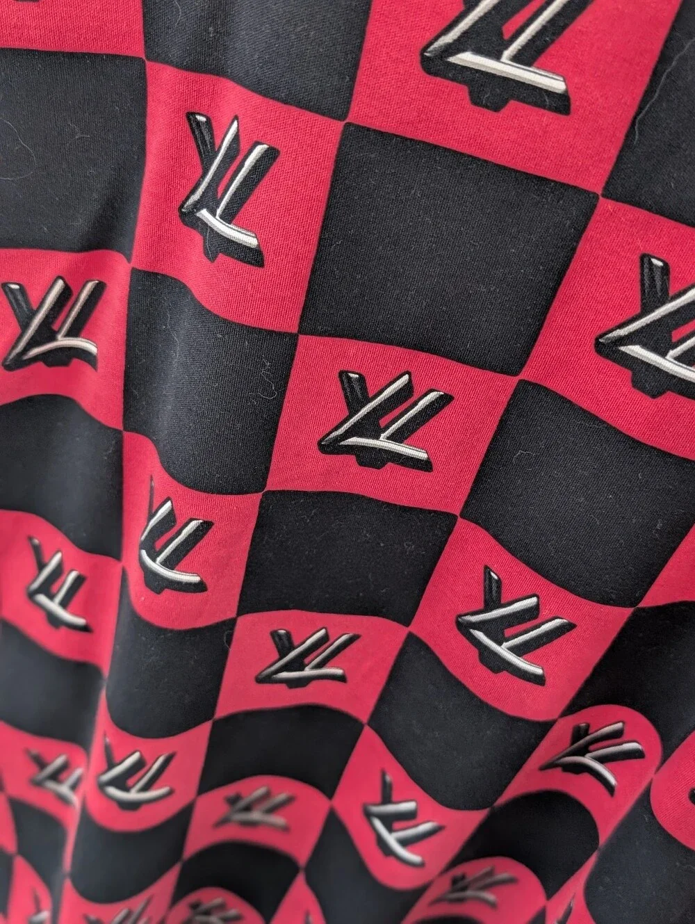 Louis Viutton Sleeveless Top with Embossed Logo Pattern - Black & Red